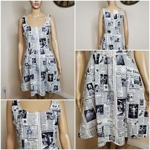 Retrolicious Vintage Style Newspaper Dress-Size M